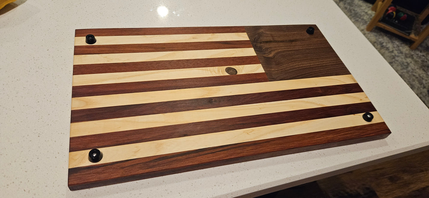 Walnut/Ash/Cherry American flag cutting/charcuterie board.