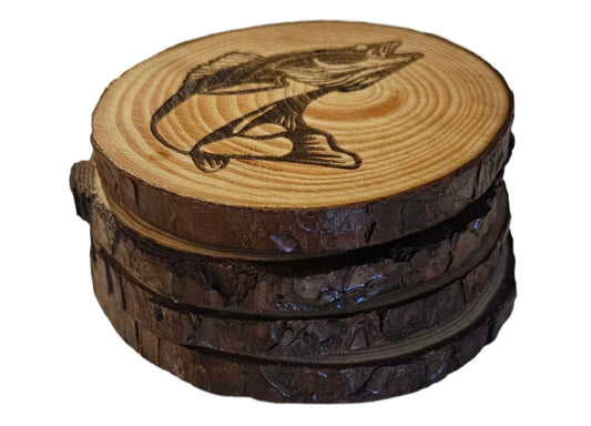 Walleye live edge 4 pack coaster