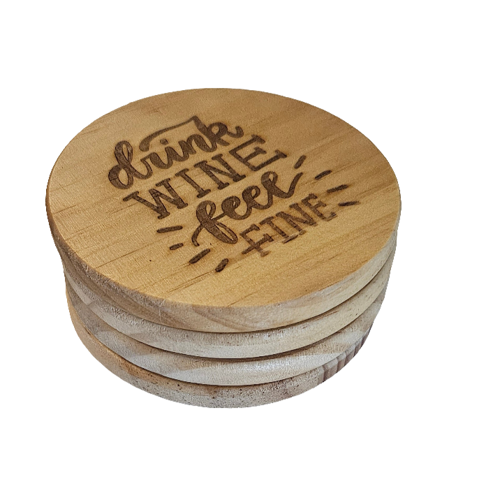 Drink Wine feel fine coaster 4 pack