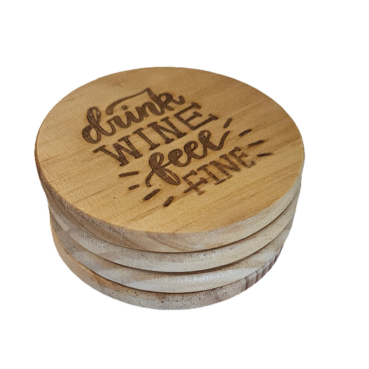 Drink Wine feel fine coaster 4 pack